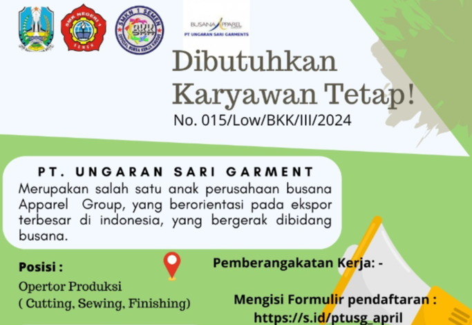 LOKER PT. UNGARAN SARI GARMEN