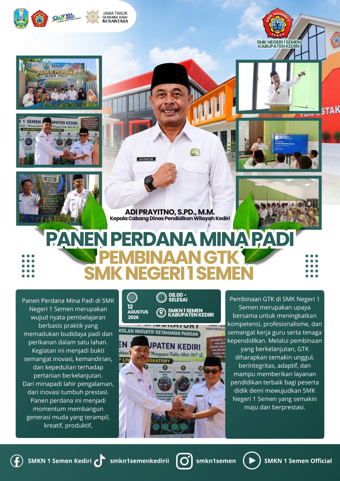 Inovasi Ketahanan Pangan di SMKN 1 Semen, Mina Padi